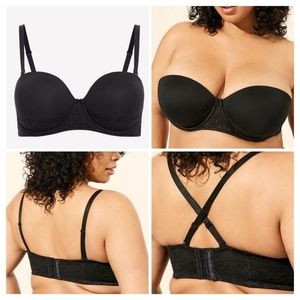 NWT, Torrid Curve, Bombshell, Black, Multi-Way, Push-Up Bra, 44C